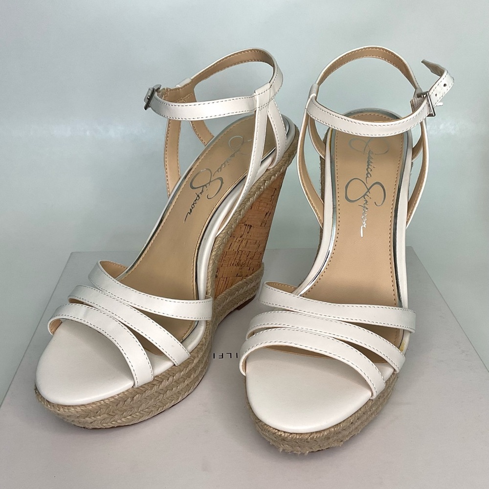 New - Jessica Simpson Cream Wedge Sandals
